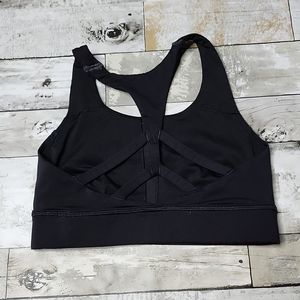 Lululemon cut out strappy back black sports bra